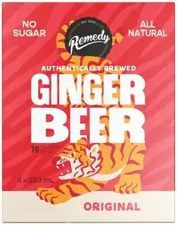 Coles NEW Remedy Ginger Beer 4x250mL offer