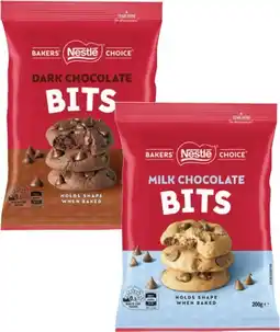 Coles Nestlé Bakers Choice Baking Chocolate Bits 200g offer