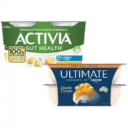 Woolworths Danone Activia Gut Health 4 x 125g or Danone Ultimate Yoghurt 4 x 115g – From the Fridge offer