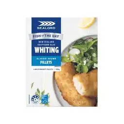 Woolworths Sealord Whiting Fish 300-320g or Fish Bites 400g offer