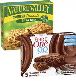 Coles Fibre One Bars or Squares 105g-120g or Nature Valley Crunchy Bars 252g offer