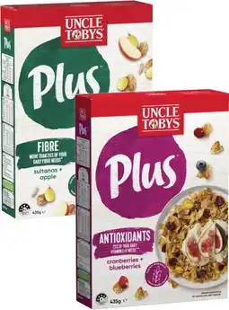 Coles Uncle Tobys Plus Cereal 410g-435g offer
