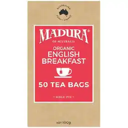 Woolworths Madura Organic Tea Pk 50 offer