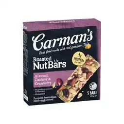 Woolworths Carman’s Nut Bars 160-175g Pk 5 offer
