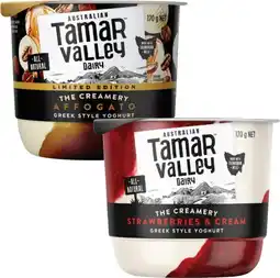 Coles Tamar Valley Dairy The Creamery Greek Style Yoghurt 170g offer