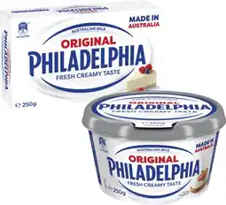 Coles Philadelphia Cream Cheese Block or Tub 250g offer