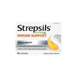 Woolworths Strepsils Herbal Immune Support Honey Lemon Lozenges Pk 16 offer