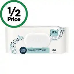 Woolworths Millie Moon Sensitive Baby Wipes Pk 80 offer