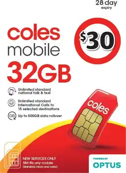 Coles Coles Mobile $30 Prepaid SIM offer