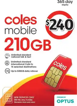Coles Coles Mobile $240 Prepaid SIM offer