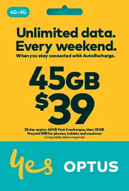 Coles Optus $39 Prepaid SIM Starter Kit offer