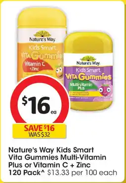 Coles Nature's Way Kids Smart Vita Gummies Multi-Vitamin Plus or Vitamin C + Zinc offer