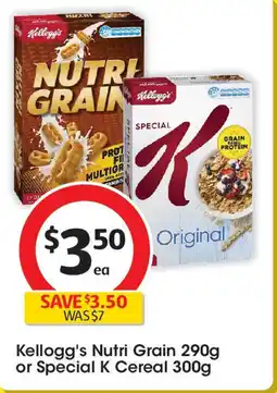Coles Kellogg's Nutri Grain 290g or Special K Cereal 300g offer