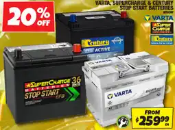 Autobarn Varta, supercharge & century stop start batteries offer