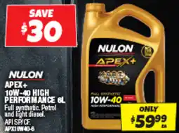 Autobarn Nulon apex+ 10w-40 high performance offer