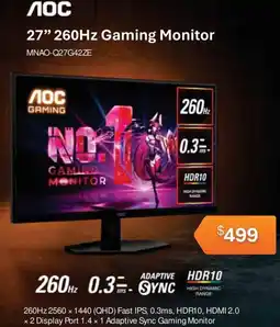 Leader Computers Лос 27" 260Hz Gaming Monitor offer