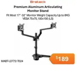 Leader Computers Brateck Premium Aluminum Articulating Monitor Stand offer