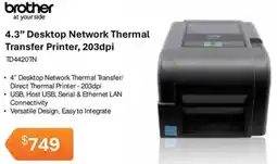 Leader Computers brother 4.3" Desktop Network Thermal Transfer Printer, 203dpi offer