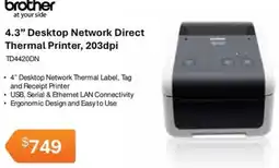 Leader Computers brother 4.3" Desktop Network Direct Thermal Printer, 203dpi offer