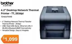 Leader Computers brother 4.2" Desktop Network Thermal Printer - TT, 203dpi offer
