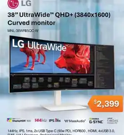 Leader Computers LG 38" UltraWide™ QHD+ (3840x1600) Curved monitor offer