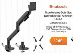 Leader Computers Brateck Titan Heavey-Duty Gas Spring Monitor Arm with USB-A offer