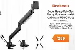 Leader Computers Brateck Super Heavy-Duty Gas Spring Monitor Arm with USB-A and USB-C Ports offer