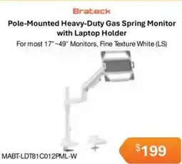 Leader Computers Brateck Pole-Mounted Heavy-Duty Gas Spring Monitor with Laptop Holder offer