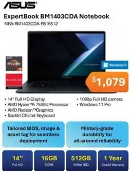 Leader Computers ASUS Expert Book BM1403CDA Notebook offer