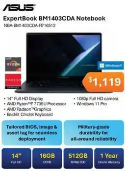 Leader Computers ASUS ExpertBook BM1403CDA Notebook offer