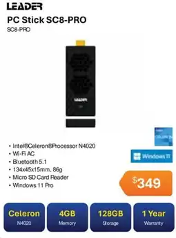 Leader Computers LEADER PC Stick SC8-PRO SC8-PRO offer