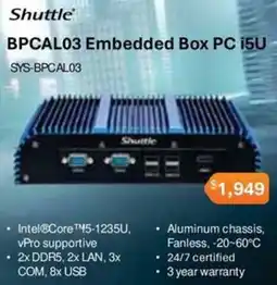 Leader Computers Shuttle BPCAL03 Embedded Box PC i5U offer