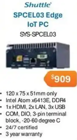 Leader Computers Shuttle SPCEL03 Edge loT PC offer