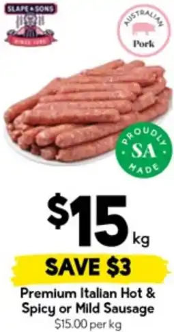 Drakes Premium Italian Hot & Spicy or Mild Sausage offer