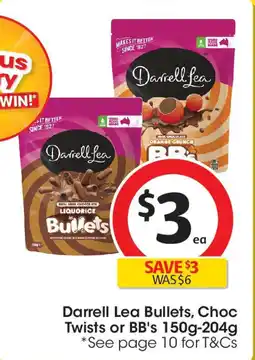 Coles Darrell Lea Bullets, Choc Twists or BB's 150g-204g offer