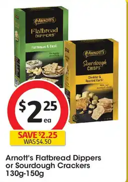 Coles Arnott's Flatbread Dippers or Sourdough Crackers 130g-150g offer