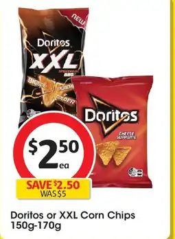 Coles Doritos or XXL Corn Chips 150g-170g offer