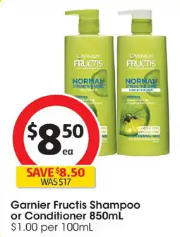 Coles Garnier Fructis Shampoo or Conditioner offer