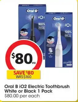 Coles Oral B iO2 Electric Toothbrush White or Black 1 Pack offer