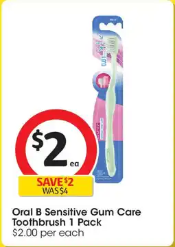 Coles Oral B Sensitive Gum Care Toothbrush 1 Pack offer