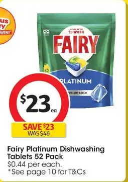 Coles Fairy Platinum Dishwashing Tablets 52 Pack offer