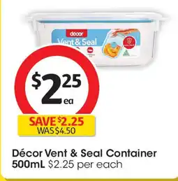 Coles Décor Vent & Seal Container 500mL offer
