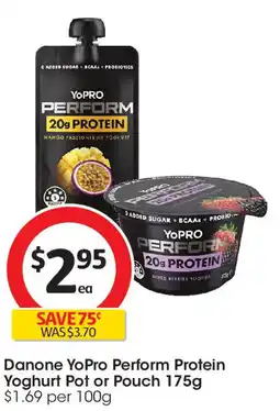 Coles Danone YoPro Perform Protein Yoghurt Pot or Pouch offer