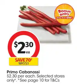 Coles Primo Cabanossi offer