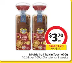 Coles Mighty Soft Raisin Toast offer