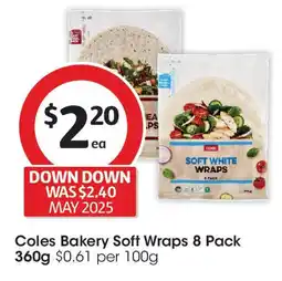 Coles Coles Bakery Soft Wraps 8 Pack offer