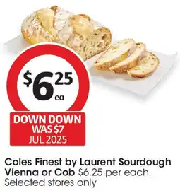 Coles Coles Finest by Laurent Sourdough Vienna or Cob offer