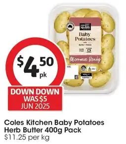 Coles Coles Kitchen Baby Potatoes Herb Butter offer