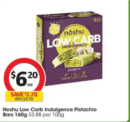 Coles Noshu Low Carb Indulgence Pistachio Bars offer