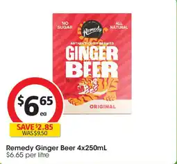 Coles Remedy Ginger Beer 4x250mL offer